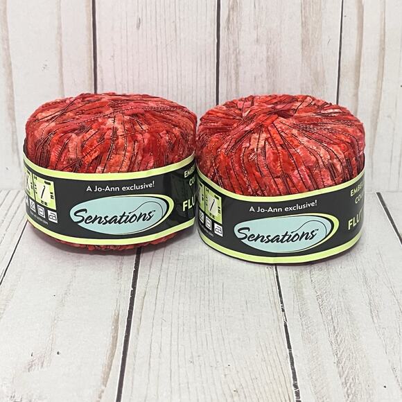 Sensations Flutterby Ladder Ribbon Yarn Red Lot of 2 Skeins -Discontinued - Picture 1 of 5